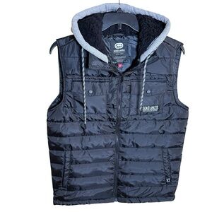 NWT Ecko Unltd. Men's/Unisex Hooded Sherpa Lined Puffer Vest Black Size Medium